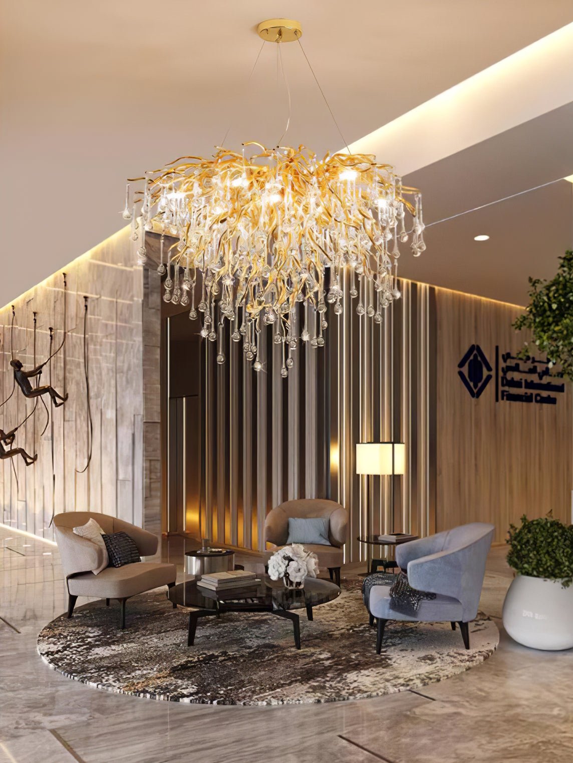 Elegant Teardrop Crystal Chandelier - Adjustable Height & Dimmable Lig