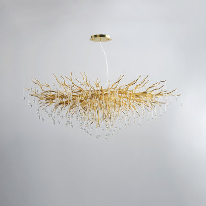 Elegant Teardrop Crystal Chandelier - Adjustable Height & Dimmable Lig