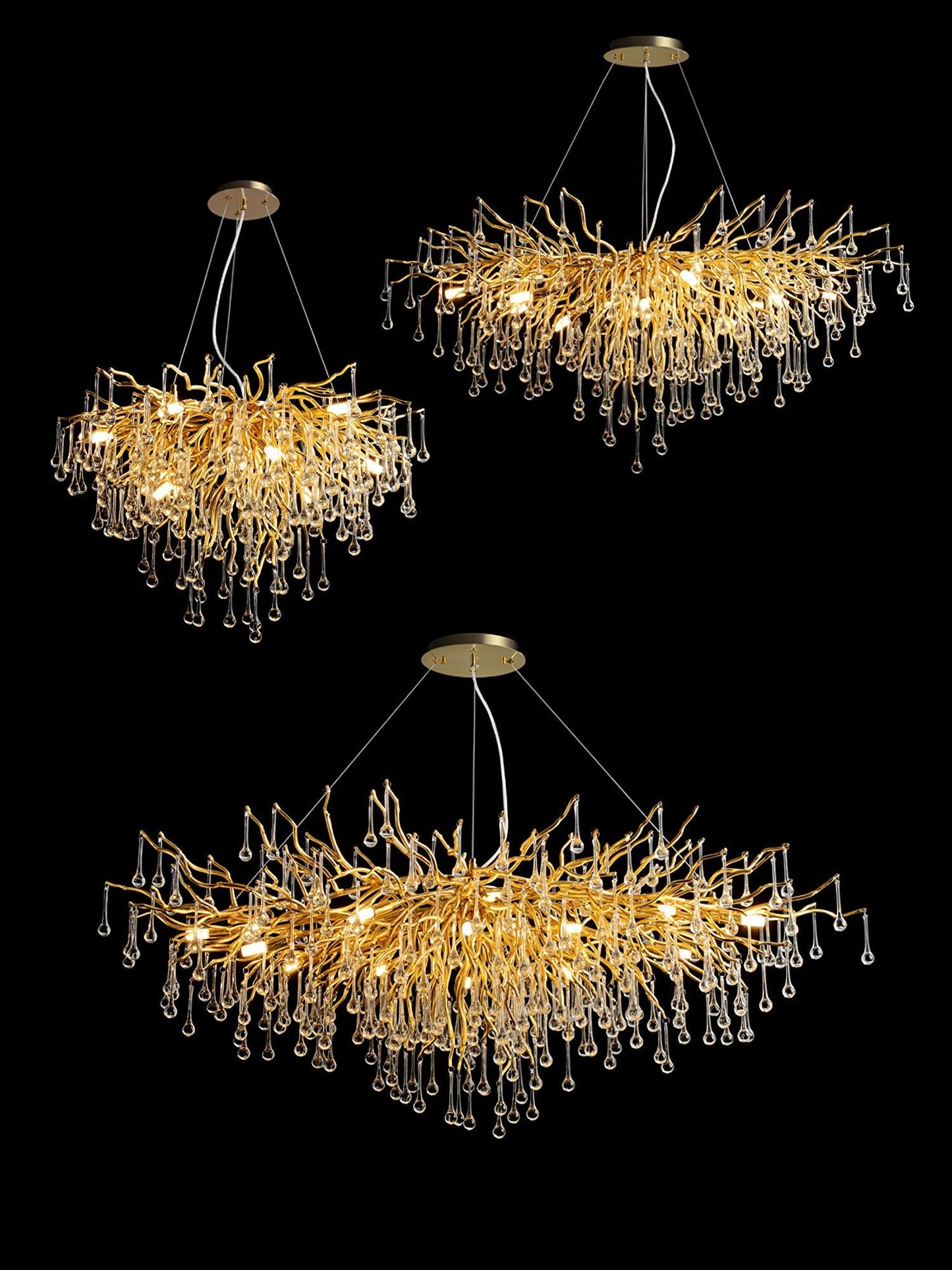 Elegant Teardrop Crystal Chandelier - Adjustable Height & Dimmable Lig