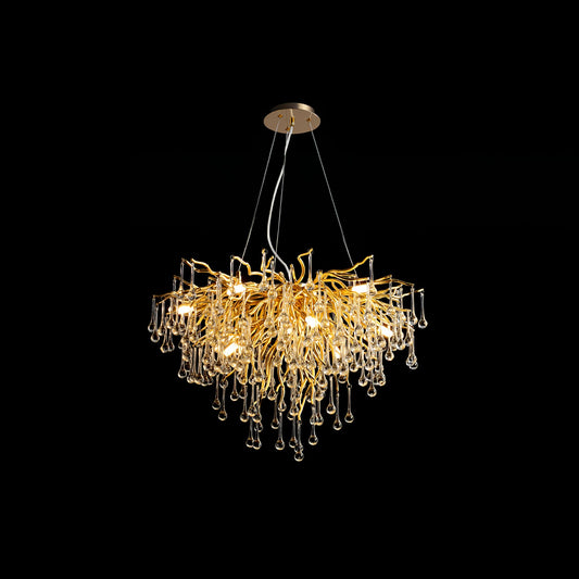 Elegant Teardrop Crystal Chandelier - Adjustable Height & Dimmable Lig