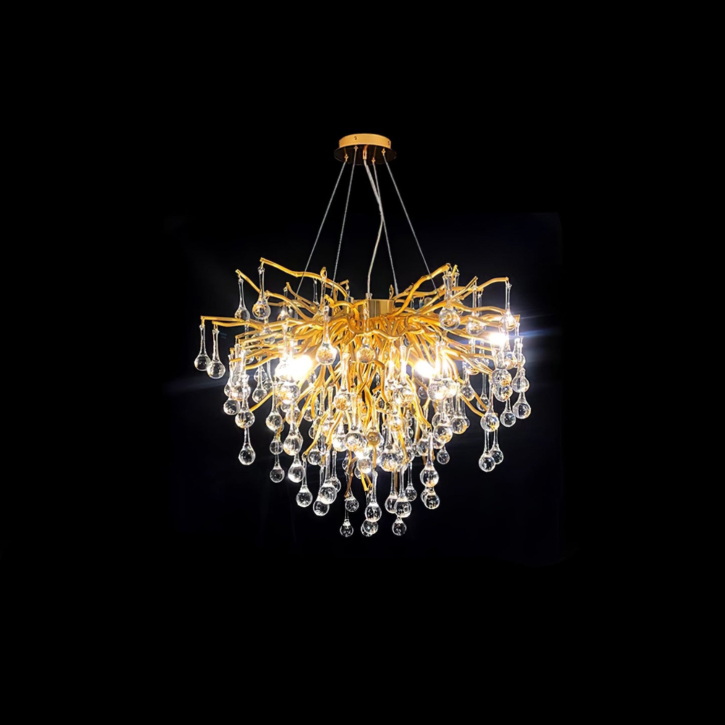 Elegant Teardrop Crystal Chandelier - Adjustable Height & Dimmable Lig