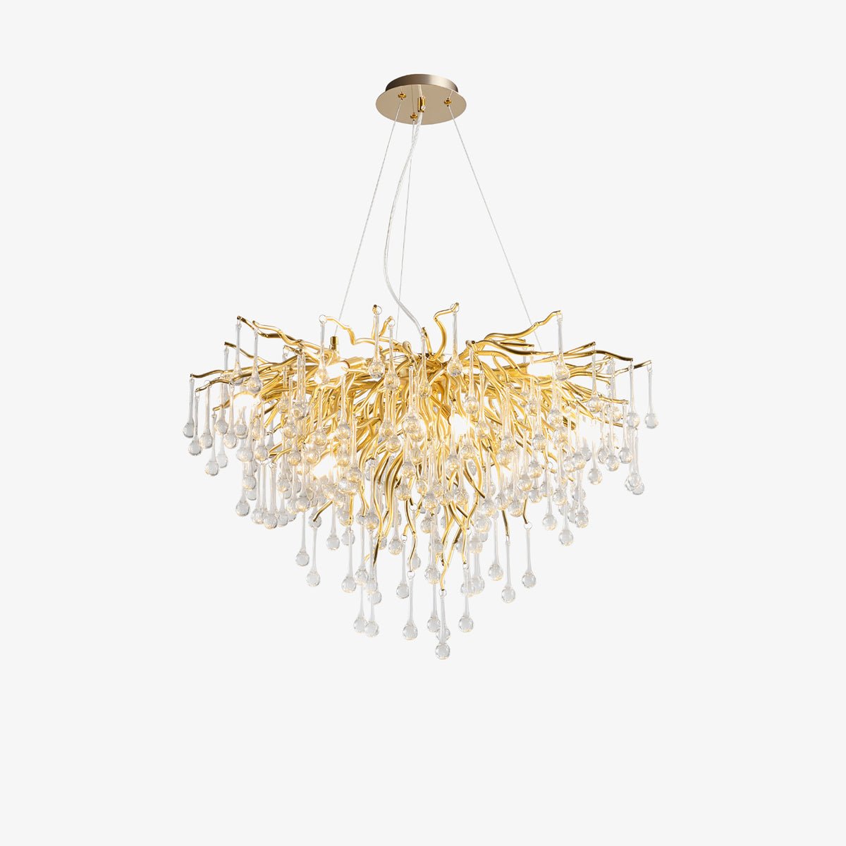 Elegant Teardrop Crystal Chandelier - Adjustable Height & Dimmable Lig