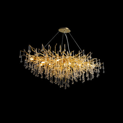 Elegant Teardrop Crystal Chandelier - Adjustable Height & Dimmable Lig