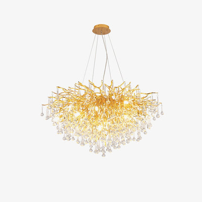 Elegant Teardrop Crystal Chandelier - Adjustable Height & Dimmable Lig
