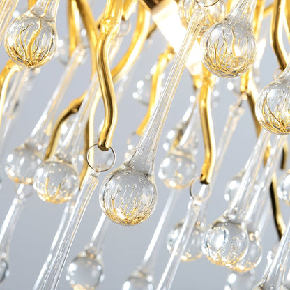 Elegant Teardrop Crystal Chandelier - Adjustable Height & Dimmable Lig