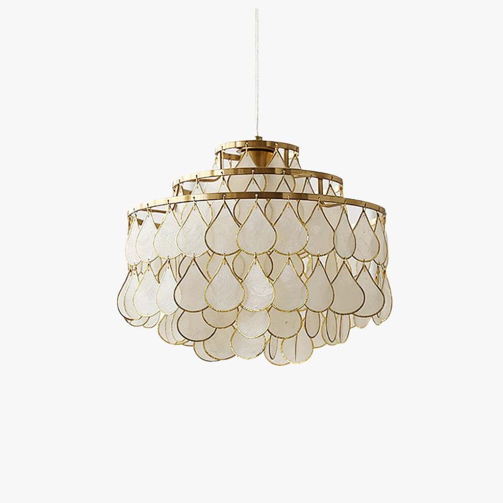 Elegant Teardrop Shell Chandelier - Dimmable, Adjustable Height