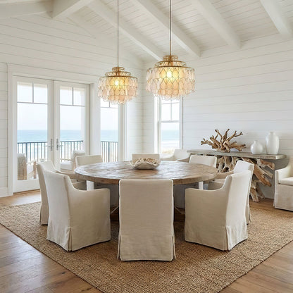 Elegant Teardrop Shell Chandelier - Dimmable, Adjustable Height