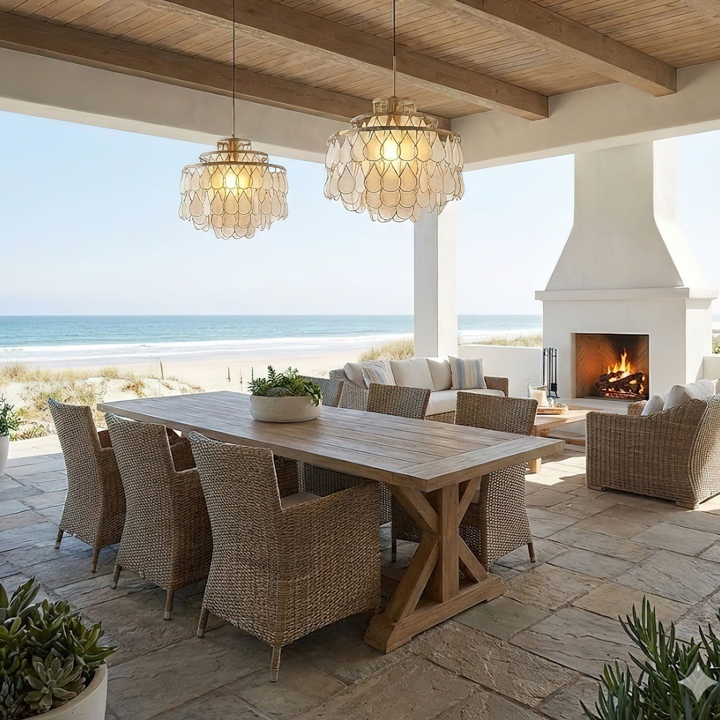 Elegant Teardrop Shell Chandelier - Dimmable, Adjustable Height