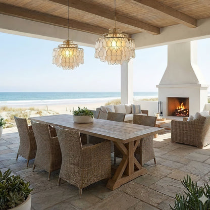 Elegant Teardrop Shell Chandelier - Dimmable, Adjustable Height