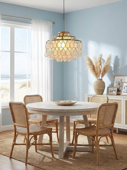 Elegant Teardrop Shell Chandelier - Dimmable, Adjustable Height
