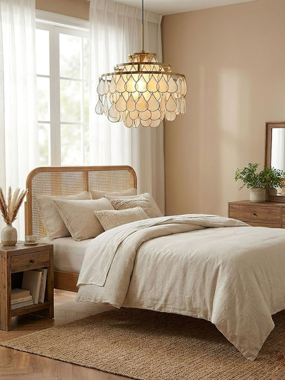 Elegant Teardrop Shell Chandelier - Dimmable, Adjustable Height