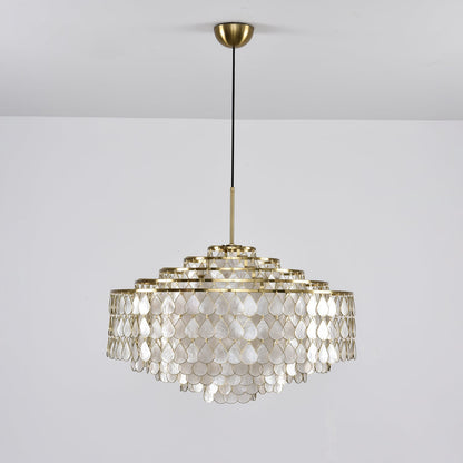 Elegant Teardrop Shell Chandelier - Dimmable, Adjustable Height