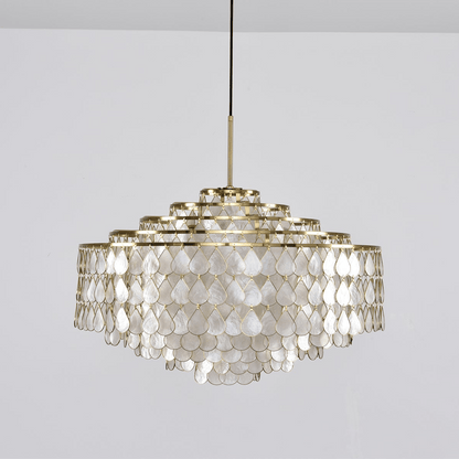 Elegant Teardrop Shell Chandelier - Dimmable, Adjustable Height