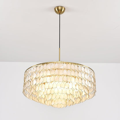 Elegant Teardrop Shell Chandelier - Dimmable, Adjustable Height