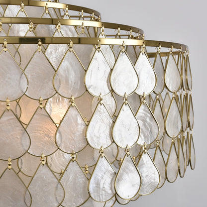 Elegant Teardrop Shell Chandelier - Dimmable, Adjustable Height