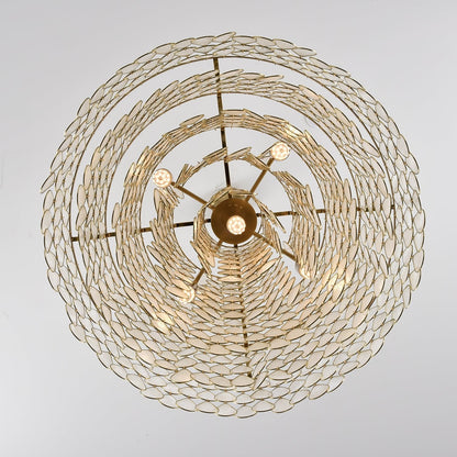 Elegant Teardrop Shell Chandelier - Dimmable, Adjustable Height