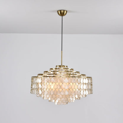 Elegant Teardrop Shell Chandelier - Dimmable, Adjustable Height