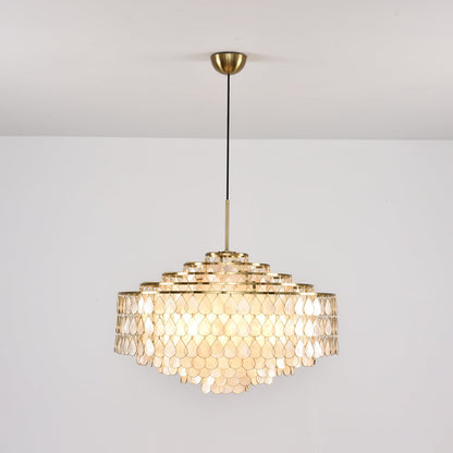 Elegant Teardrop Shell Chandelier - Dimmable, Adjustable Height
