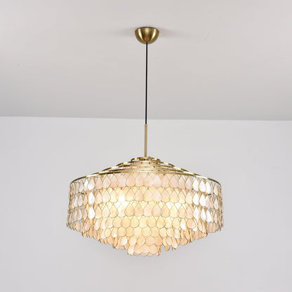 Elegant Teardrop Shell Chandelier - Dimmable, Adjustable Height