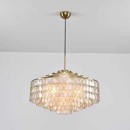 Elegant Teardrop Shell Chandelier - Dimmable, Adjustable Height