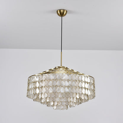 Elegant Teardrop Shell Chandelier - Dimmable, Adjustable Height