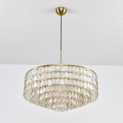 Elegant Teardrop Shell Chandelier - Dimmable, Adjustable Height