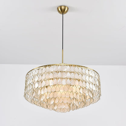 Elegant Teardrop Shell Chandelier - Dimmable, Adjustable Height