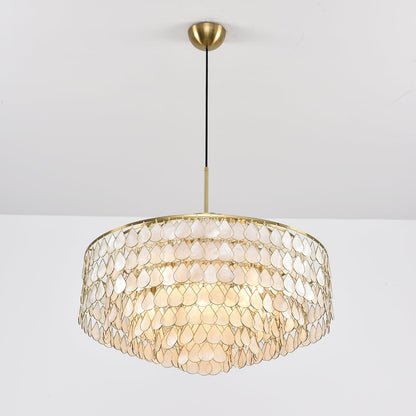 Elegant Teardrop Shell Chandelier - Dimmable, Adjustable Height