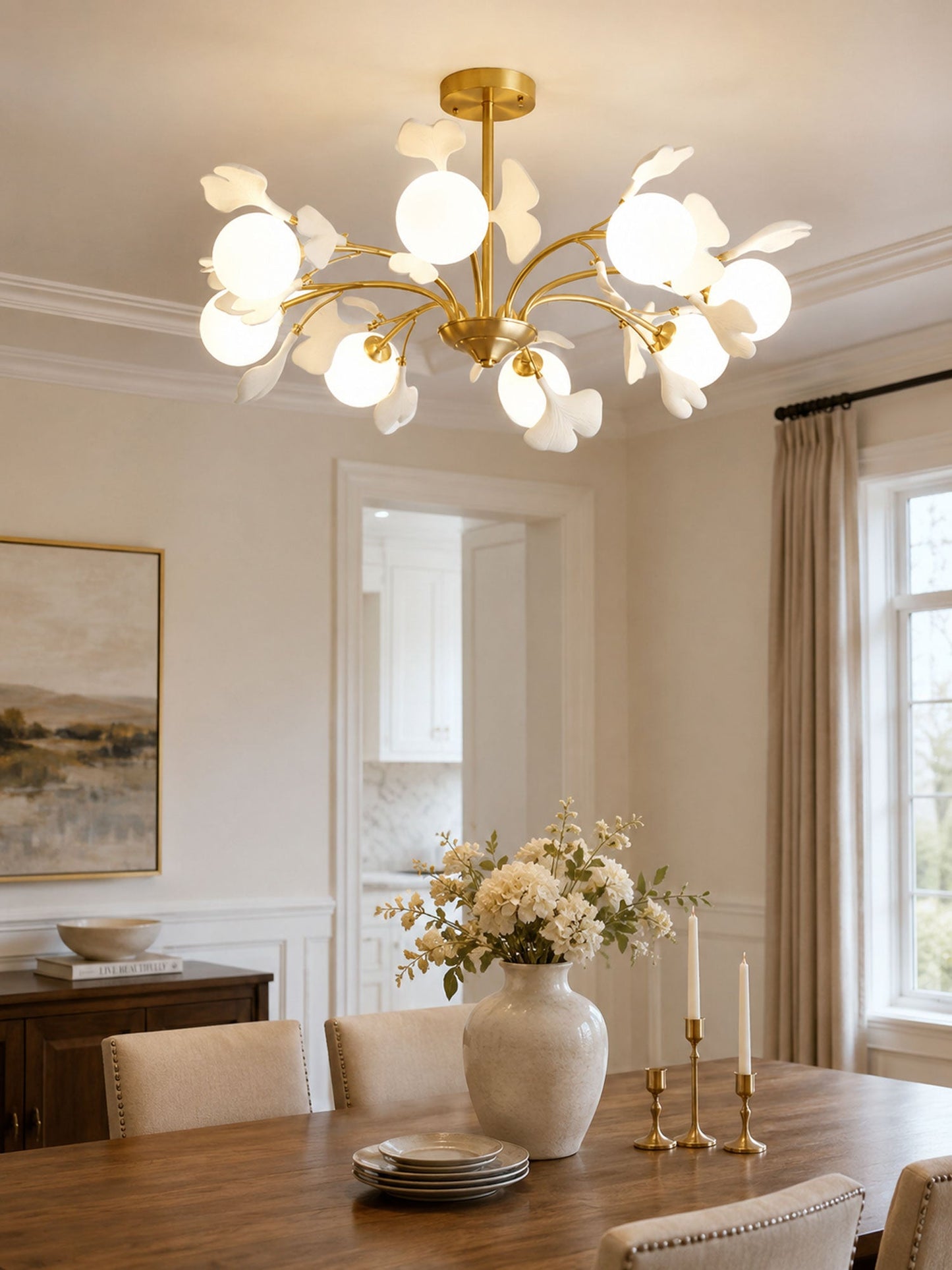 Thalassa Gingko Chandelier - Elegant Design with Adjustable Lighting