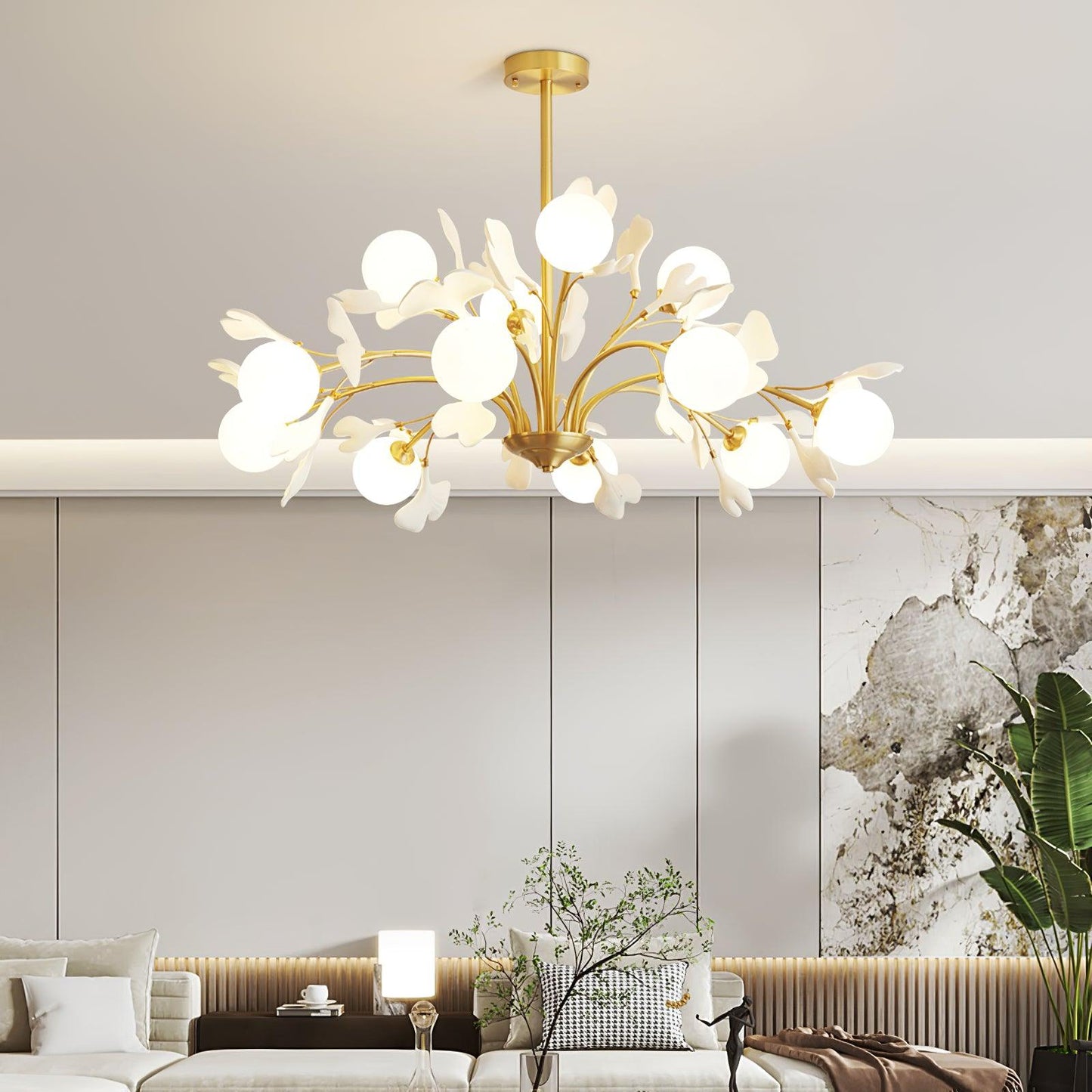 Thalassa Gingko Chandelier - Elegant Design with Adjustable Lighting