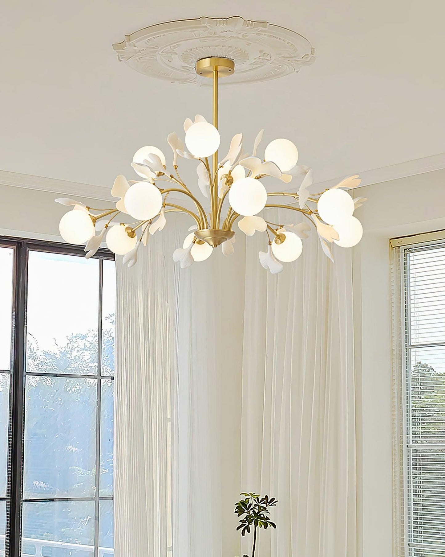 Thalassa Gingko Chandelier - Elegant Design with Adjustable Lighting