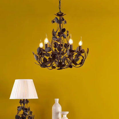 Rosaio Wrought Iron Chandelier - Elegant Design with Adjustable Height