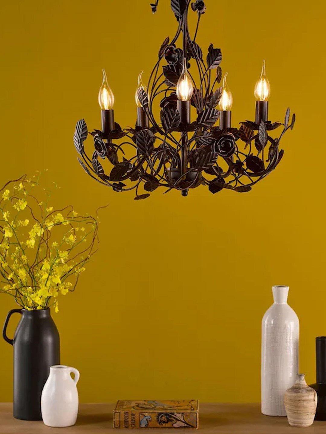 Rosaio Wrought Iron Chandelier - Elegant Design with Adjustable Height