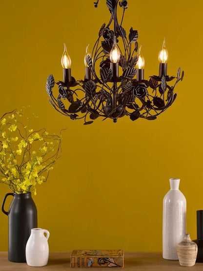 Rosaio Wrought Iron Chandelier - Elegant Design with Adjustable Height