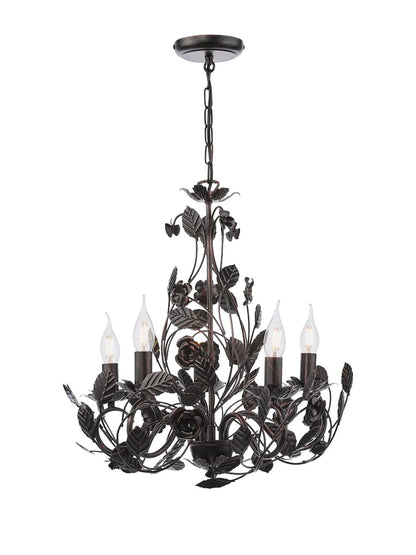 Rosaio Wrought Iron Chandelier - Elegant Design with Adjustable Height
