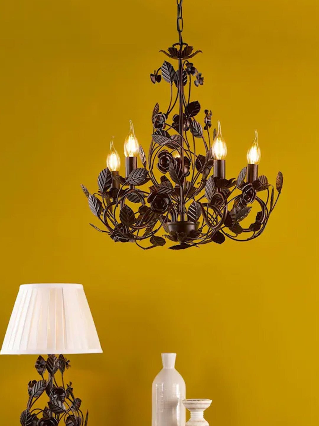 Rosaio Wrought Iron Chandelier - Elegant Design with Adjustable Height