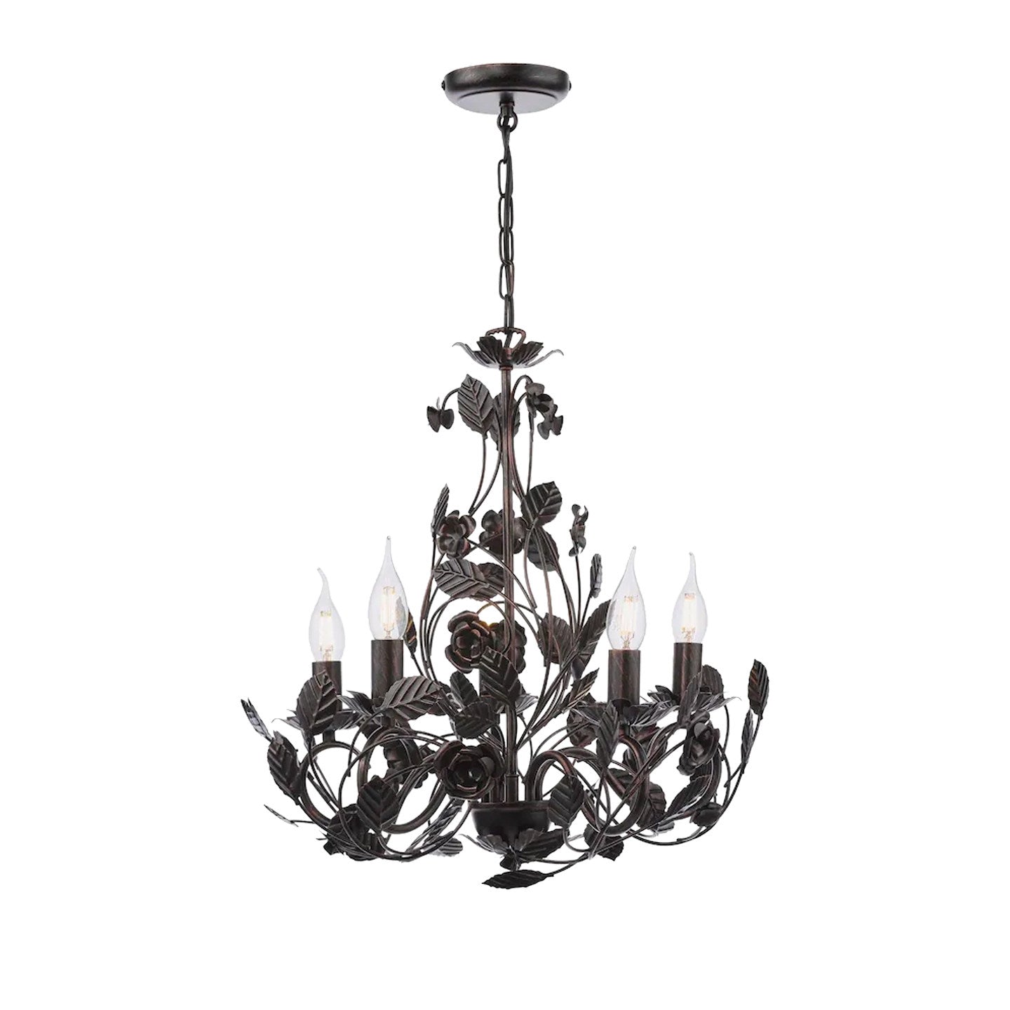 Rosaio Wrought Iron Chandelier - Elegant Design with Adjustable Height