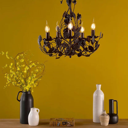 Rosaio Wrought Iron Chandelier - Elegant Design with Adjustable Height
