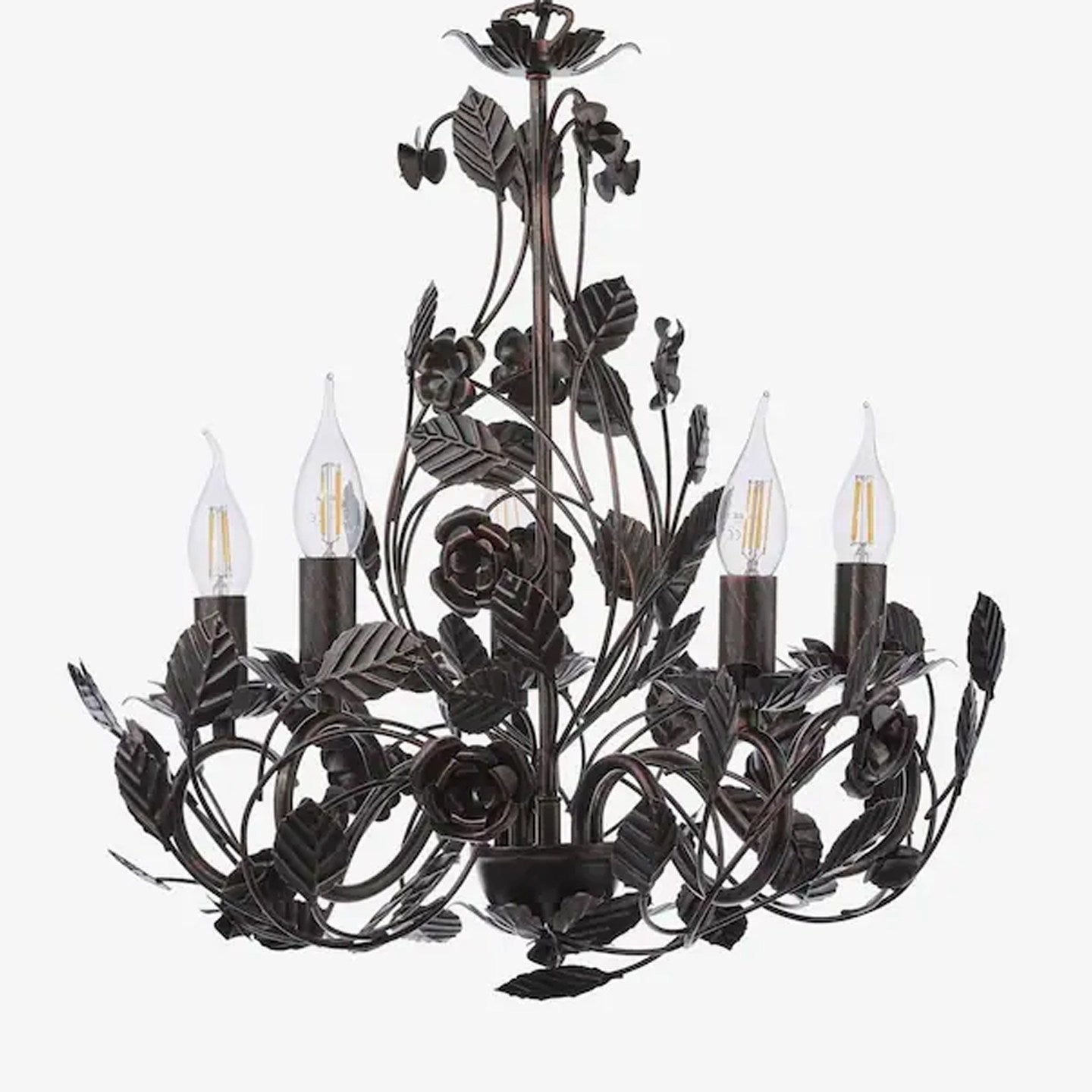 Rosaio Wrought Iron Chandelier - Elegant Design with Adjustable Height