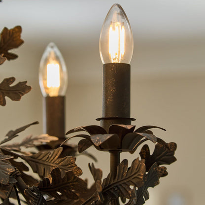 Thicket Oak Leaf Chandelier - Elegant Design with Adjustable Height &