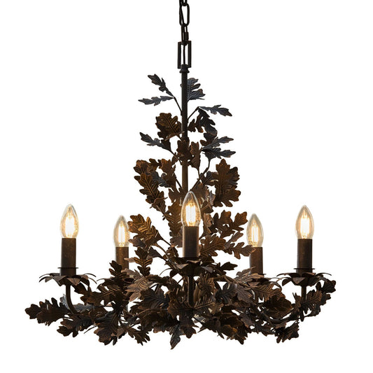 Thicket Oak Leaf Chandelier - Elegant Design with Adjustable Height &