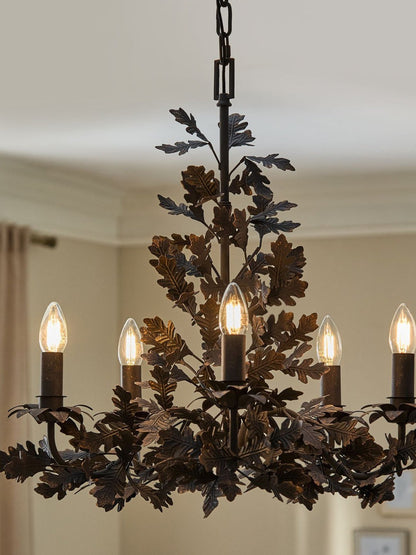 Thicket Oak Leaf Chandelier - Elegant Design with Adjustable Height &