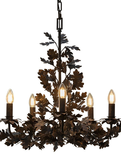 Thicket Oak Leaf Chandelier - Elegant Design with Adjustable Height &