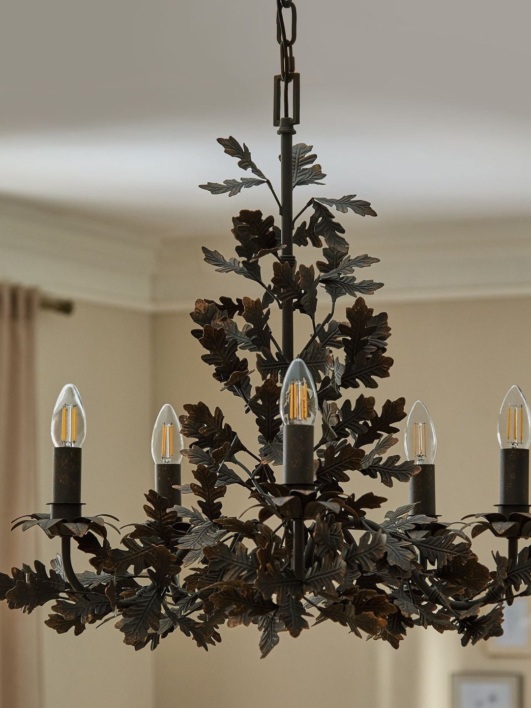 Thicket Oak Leaf Chandelier - Elegant Design with Adjustable Height &