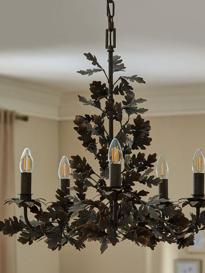 Thicket Oak Leaf Chandelier - Elegant Design with Adjustable Height &