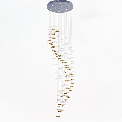 Tidal Stair Chandelier - Elegant Design with Adjustable Height & LED L