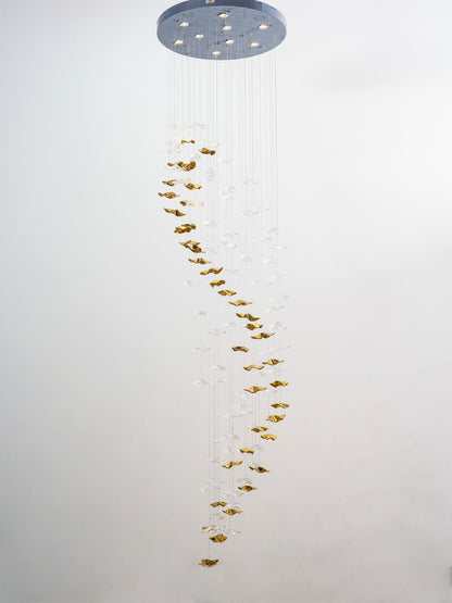 Tidal Stair Chandelier - Elegant Design with Adjustable Height & LED L