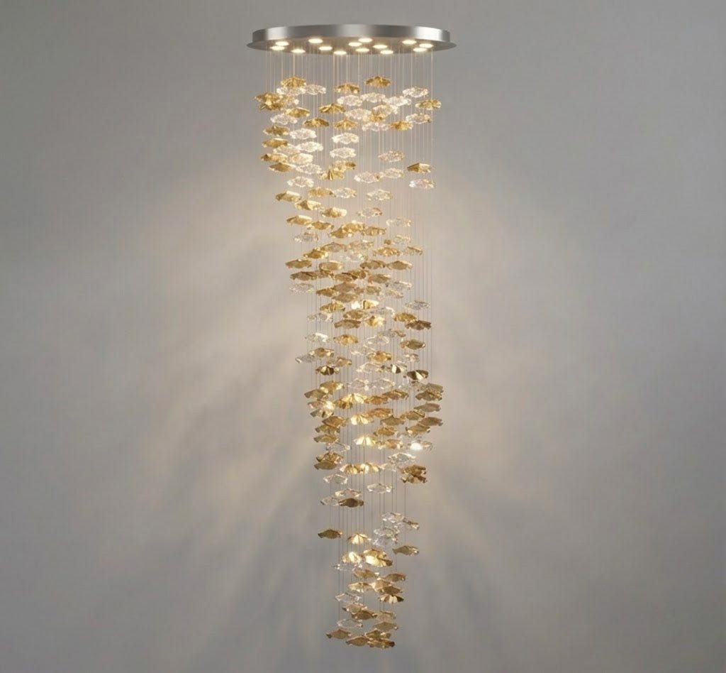 Tidal Stair Chandelier - Elegant Design with Adjustable Height & LED L