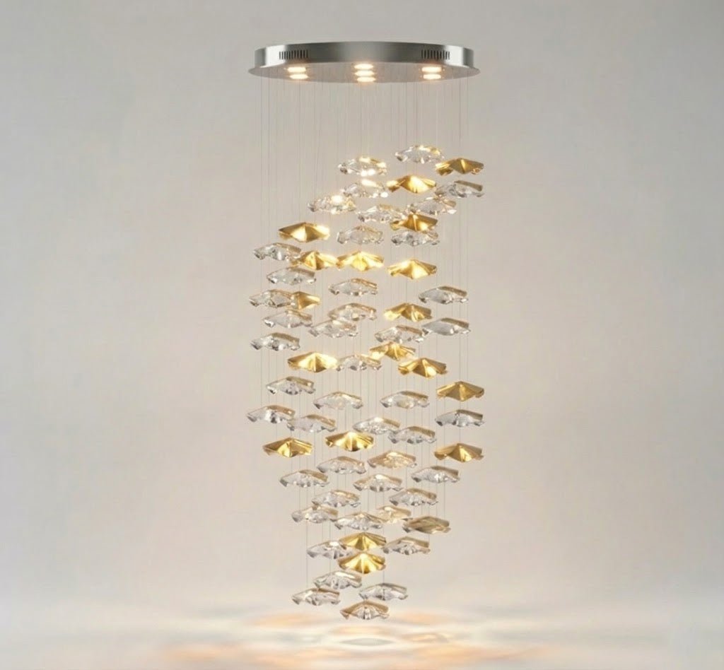 Tidal Stair Chandelier - Elegant Design with Adjustable Height & LED L