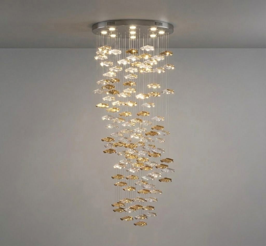 Tidal Stair Chandelier - Elegant Design with Adjustable Height & LED L